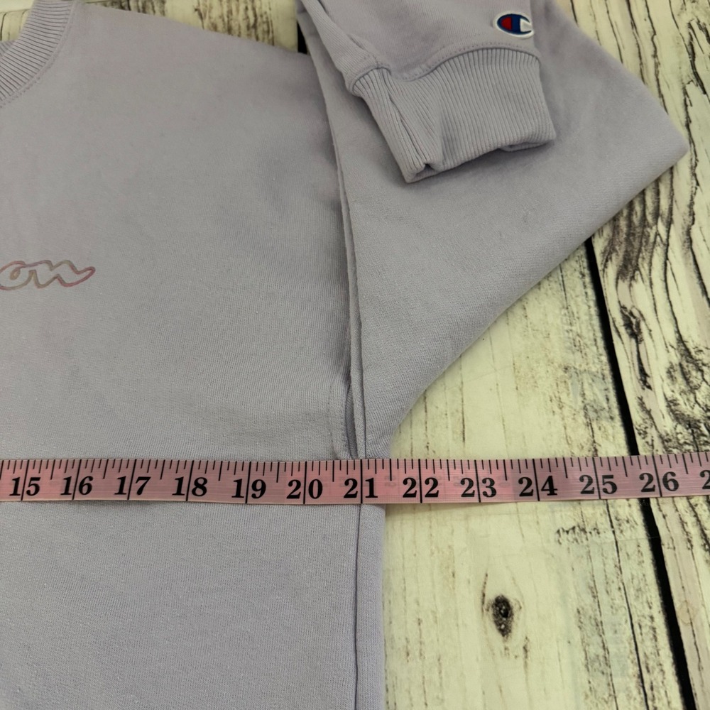 Champion Women Lavender Purple Graphic Logo Fleece Sweatshirt M Sportswear - Picture 6 of 9